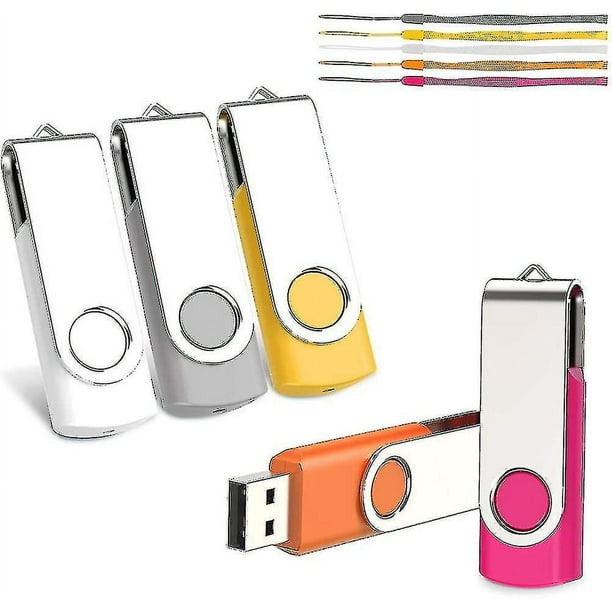 Memoria USB de 2 GB, 5 unidades de memorias USB, memoria USB con rotación de 360 grados. Alta velocidad