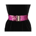 thumbnail image 4 of INSPIRE CHIC Women‘’s Elastic Waist Belt Sequins Decor Metal Interlock Buckles Belts for Dresses Dark Purple, 4 of 5
