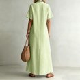thumbnail image 4 of Women's Summer Striped Splited Maxi Casual Dress Short Sleeve V Neck Split Hem Boho Beach Vacation Dresses M, 4 of 6