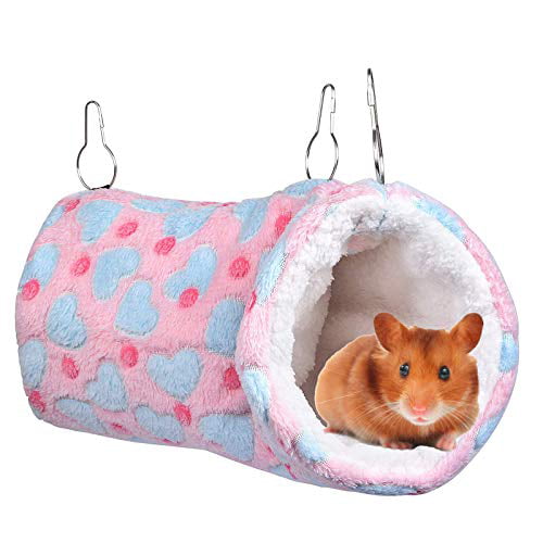 Petmolico Small Animals Hanging Tunnel Warm Plush Hammock Bed Cage Accessories for Parrot Sugar Glider Ferret Squirrel Hamster Rat Bedding Hideout Playing Sleeping 