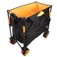 thumbnail image 3 of E-Western: Large Capacity Folding Cart with Extra Long Extender, Garden Shopping Beach Wagon with 7" All-Terrain Wheels, Supports up to 450lbs, Collapsible and Black Orange, 3 of 14