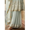 thumbnail image 6 of Ethnic Party Wear Designer Palazzo Suits Indian Pakistani Salwar Kameez Dress ( Sky Short, XXL - 46 ), 6 of 7