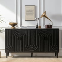 Vastcury 59" 4 Door Wood Storage Sideboard Cabinet, Modern Accent Buffet Cabinets with Adjustable Shelves for Living Room, Black