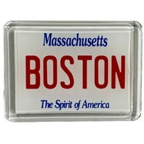 Boston Massachusetts License Plate Acrylic Small Fridge Collector's Souvenir Magnet 2.35" X 1.75"