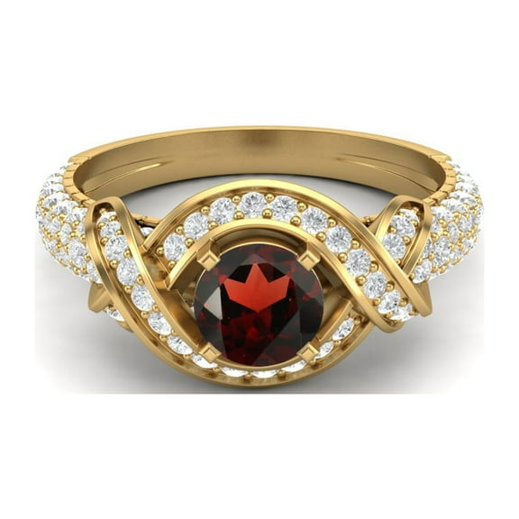 6mm Round Shape Garnet Gemstone 925 Sterling Silver Gold Vermeil Solitaire Valentines Day Gifts Ring
