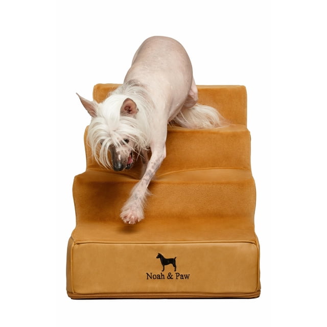 Escaleras para perros NOAH & PAW Leather, extra anchas, 17 pulgadas, 4 peldaños
