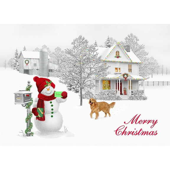 Vermont Christmas Company Box of Happy Snowman Christmas Cards - 15 Cards & 16 Foil Lined Envelopes - Packed in Attractive Red Box - Cards measure 4 1/2" x 6 1/4" Folded