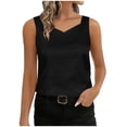 thumbnail image 2 of ClodeEU Women's Satin V Neck Sleeveless Tank Top ,Solid Color Casual Camisole Black,Women's Plus XXL, 2 of 6