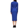 thumbnail image 3 of INSPIRE CHIC Women's Elegant Pencil Dress Lapel V Neck Long Sleeve 2025 Trendy Work Knee Length Dresses S Klein Blue, 3 of 5