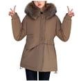 thumbnail image 2 of IROINNID Women's Winter Warm Mid-Length Coat Solid Color Parka Long Sleeve Outwear, Khaki, 2 of 9