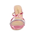 thumbnail image 2 of BLISSFUL STEP Women's Crisscross Rhinestone Block Heel Slide Sandals Pink (Size 6.5), 2 of 7