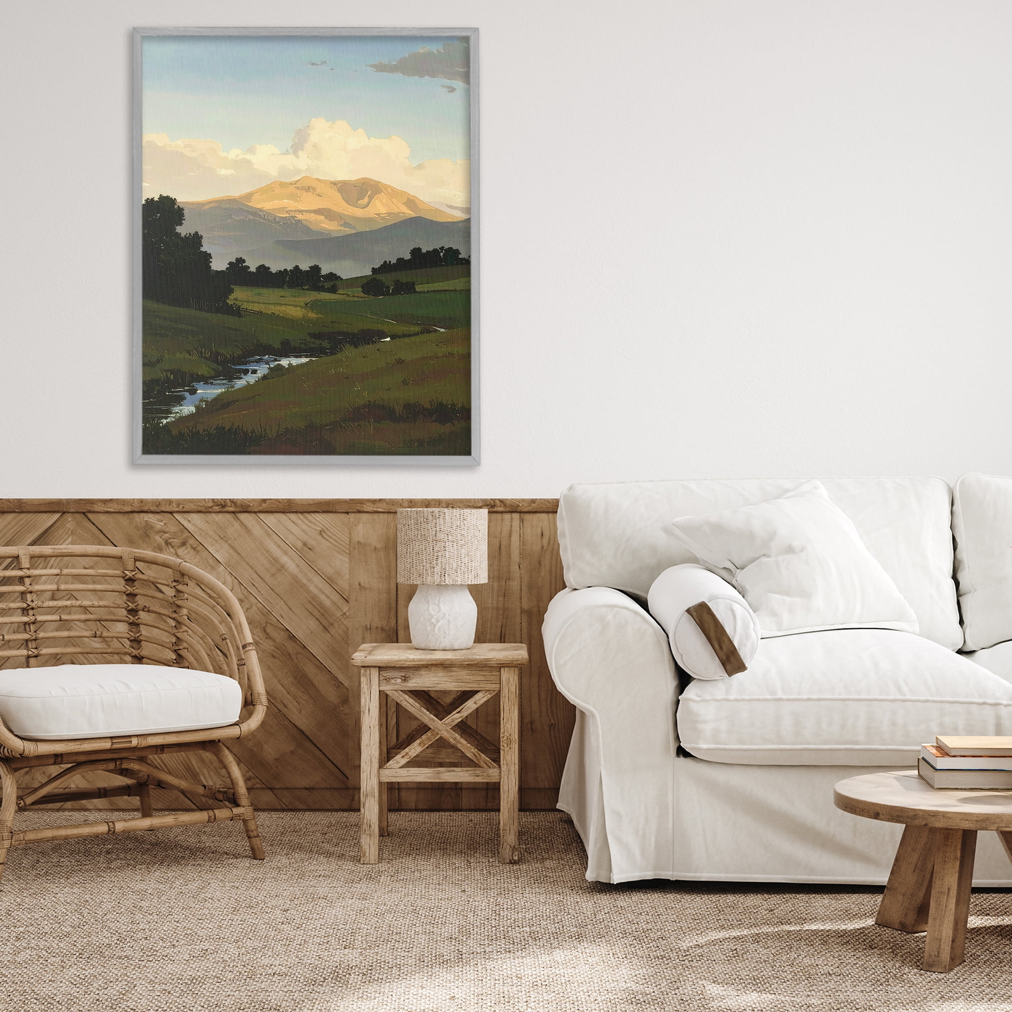 Stupell Industries Across The Valley Nature Gray Framed Giclee Art, design by Alonza Saunders