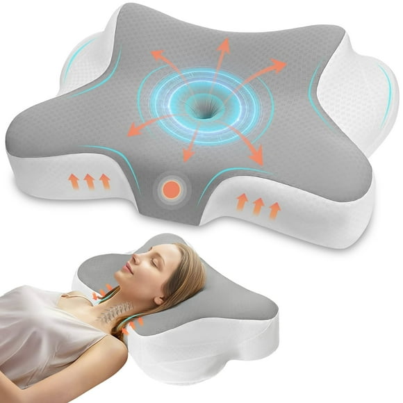 SAWUGA Memory Foam Pillows for Neck Pain Relief,Cervical Pillow for Side Back Orthopedic Ergonomic,Best Gift,Queen Size,Gray