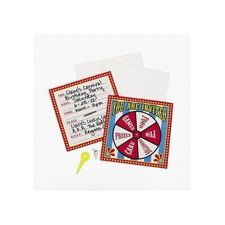 Fun Express Carnival Spinner Invitations Party Accessory, 12 Count