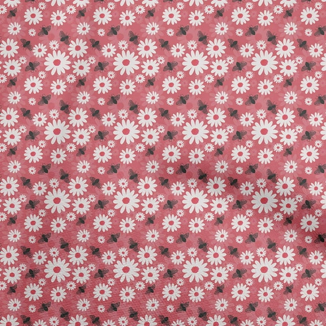 oneOone Tissu Rose en Polyester Spandex Matière de Robe Abeilles Tissu Imprimé Tissu au Mètre 56 Pouces de Large
