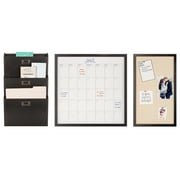 Gallery Solutions 3-Piece Wall Organizer Command Center Set with Storage and Monthly Calendar, Black