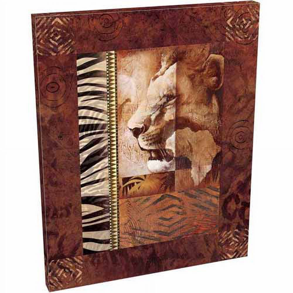 Traditional Tribal Textured Safari Lion Africa Zebra Pattern Tan & Brown Canvas Art by Pied Piper Creative