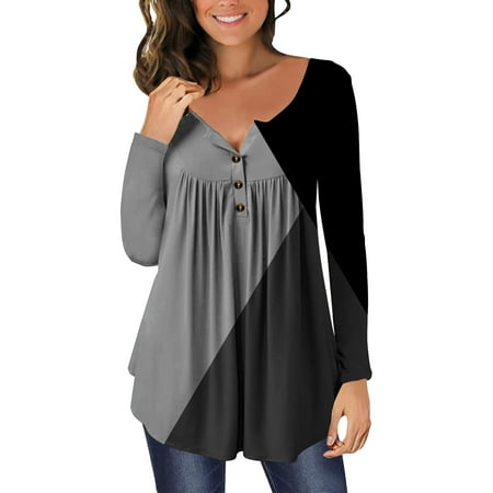 

Zedker Plus Size Long Sleeve Tops for Women Winter Fashion for Women 2022 Women s Casual Long Sleeve Open Button Crew Neck Loose Fit Pleated Tunic Shirt Blouse Tops