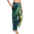 thumbnail image 2 of Uemuo Turquoise Golden Swirl Pattern Women's Wide Leg Palazzo Lounge Pants with Pockets Light Weight Loose Comfy Casual Pajama Pants-Medium, 2 of 9