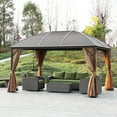 thumbnail image 3 of Outsunny 10' x 13' Hardtop Gazebo Canopy w/ Steel Roof, Sidewalls, Brown, 3 of 11