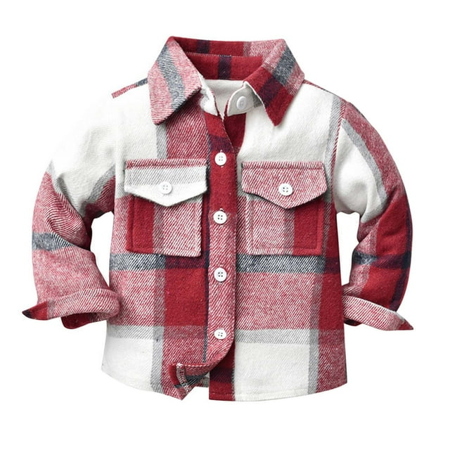 Penkiiy Vêtements à Carreaux pour Enfants Tout-Petits Chemise-Veste en Flanelle à Carreaux Manches Longues Col à Revers Surchemise Enfants Garçons Filles Hauts d'Automne Rouge 7-8 Ans Vêtements y2k