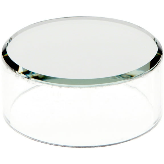 Plymor Clear Acrylic Cylinder Display Riser with Mirror Top, 1" H x 2.5" D