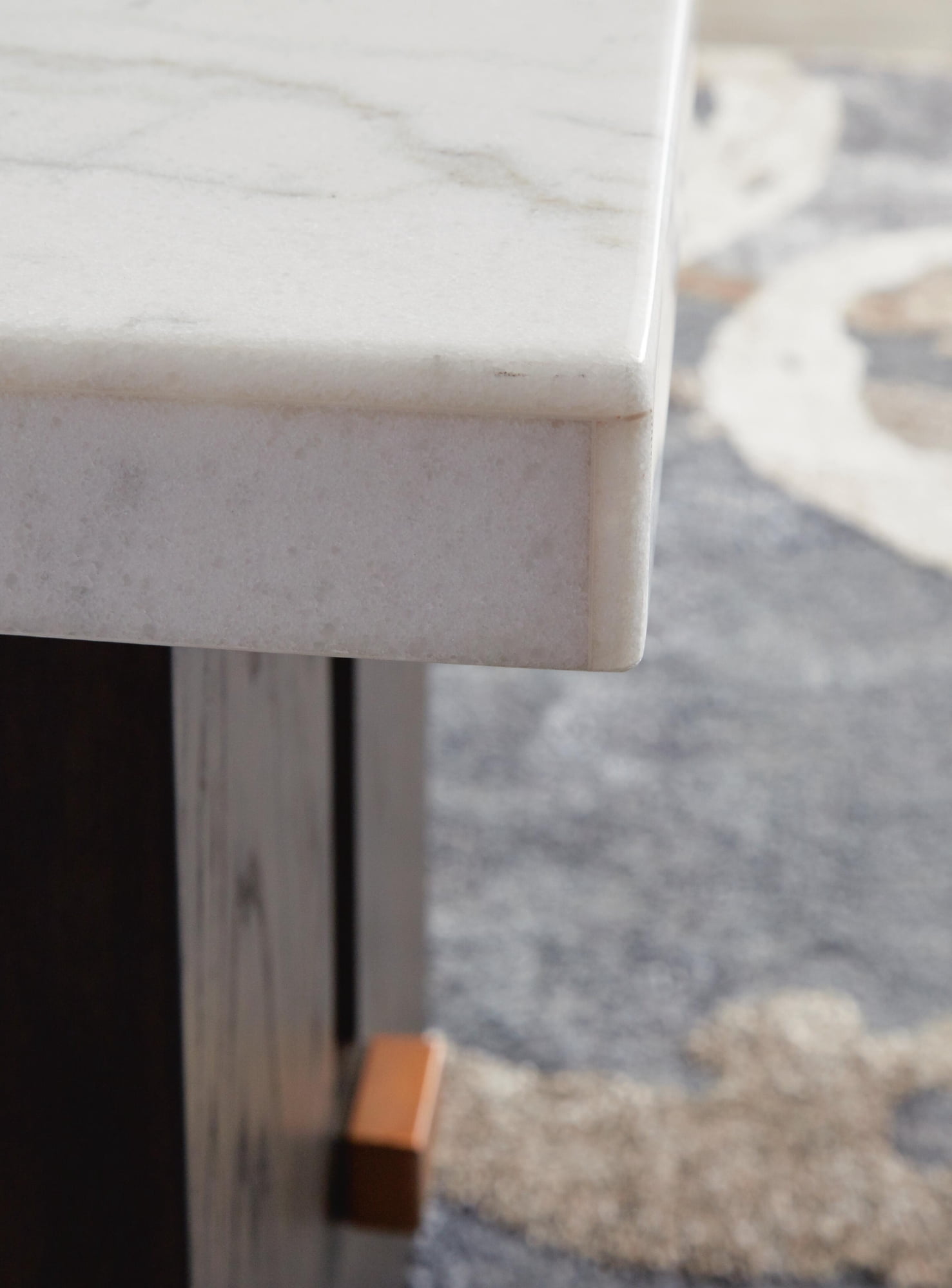 Signature Design by Ashley Burkhaus Traditional End Table with Marble Tabletop, Dark Brown & White
