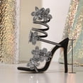 thumbnail image 6 of High Heels for Women Floral Rhinestone Strappy Heeled Sandals Summer Party Prom Dress Shoes Stilettos Black Size 9, 6 of 8