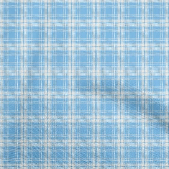 oneOone Silk Tabby Medium Blue Fabric Check Fabric For Sewing Printed Craft Fabric By The Yard 42 Inch Wide