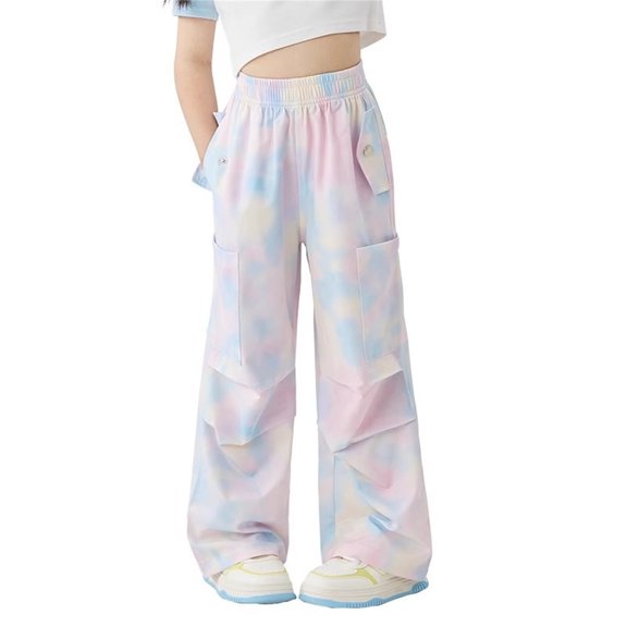oqasdz Girls Pants Outdoor Active Comfortable Elastic Waist Summer Spring Casual Trousers for Kids Cargo Pants Size 6 Y-7 Y