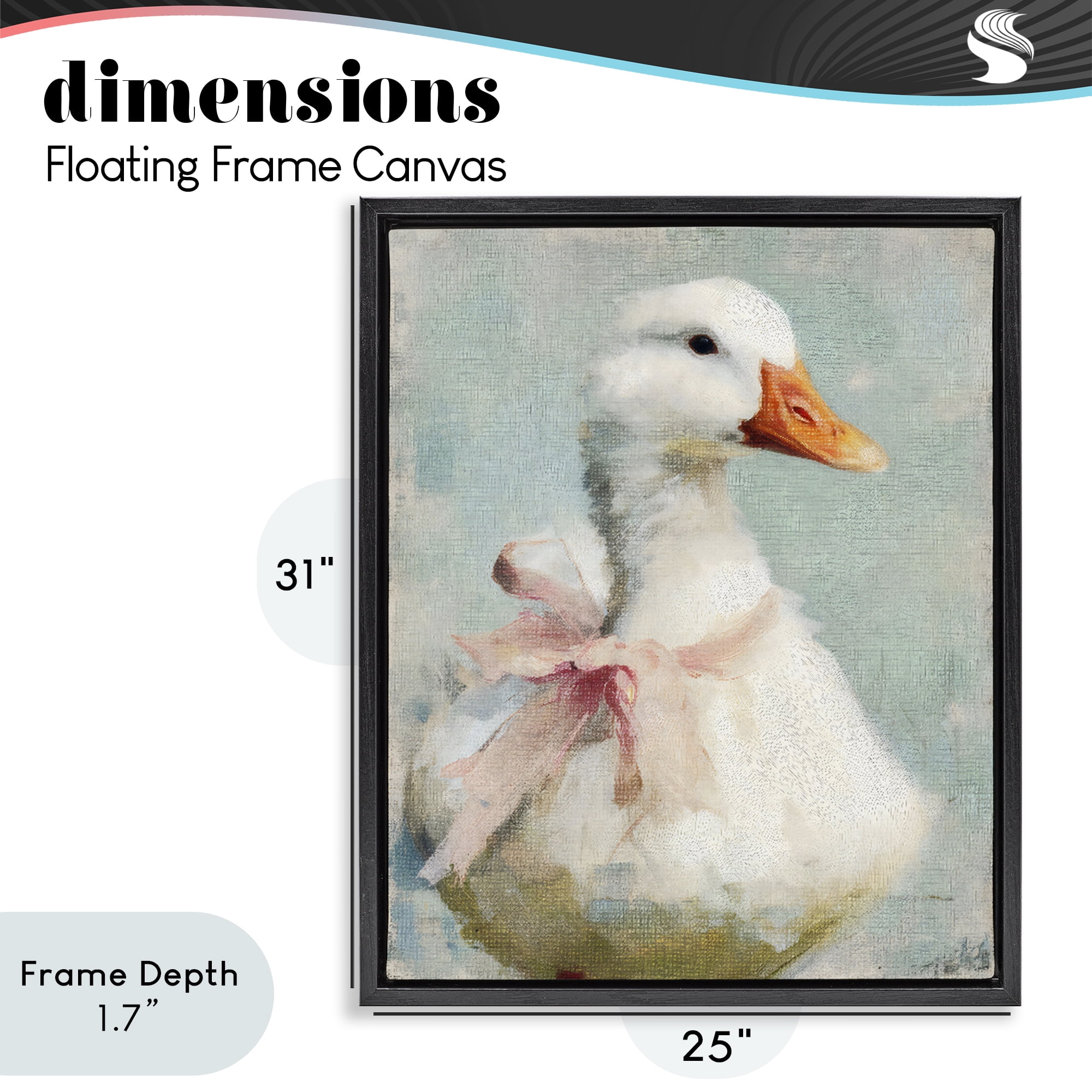 Stupell Industries Soft Pink Bow Goose Black Framed Floater Canvas Wall Art, design by LSR Design Studio