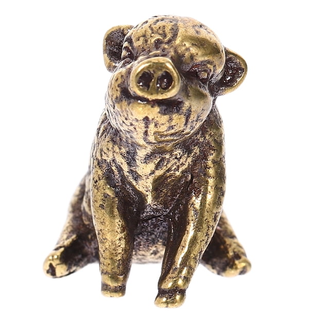 EeaseMX Adorno de escritorio de cerdo de latón, estatuilla decorativa de cerdo, escultura, decoración del hogar