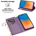 thumbnail image 4 of for iPhone 14 Pro Max Wallet Case with Strap, Premium PU Leather Flip Cover with Card Holder and Kickstand Bracelet Glitter Shockproof TPU Flip Cover Phone Cases for Girls Women, 4 of 16