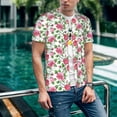 thumbnail image 6 of Zufioo Flower Print Men's Baseball Short Sleeve, Moisture Wicking Button-Down Hip Hop Tee-Large, 6 of 7