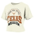 thumbnail image 2 of Women's Pressbox Natural Texas Longhorns Vintage Wash Waist-Length Slub-T-Shirt, 2 of 3
