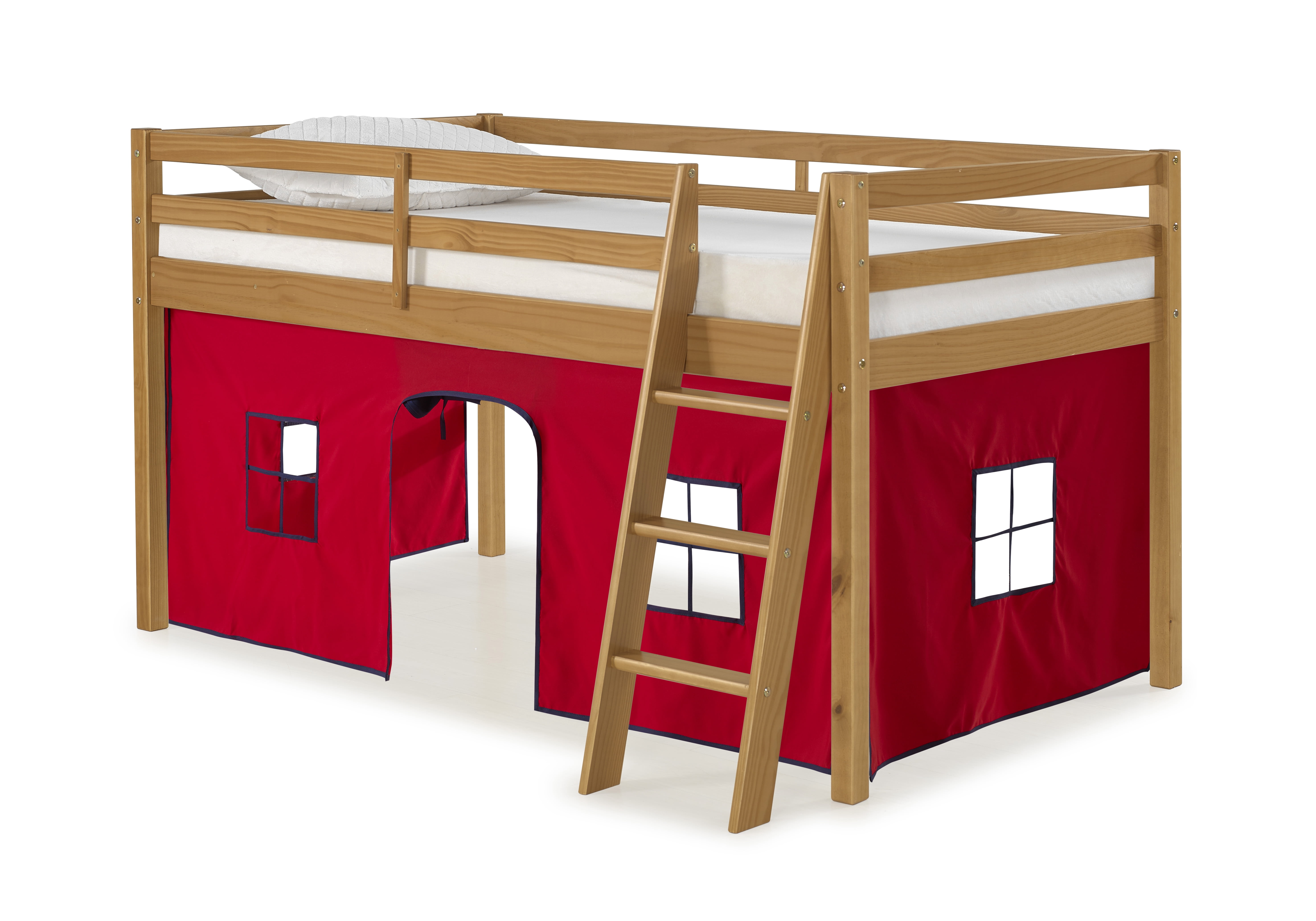Alaterre Furniture Roxy Junior Loft - Cinnamon with Red and Blue Bottom Tent
