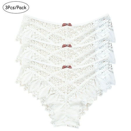 FAIWAD 3 Pack Panties for Women Lace Criss Cross Bikini Underwear Seamless Panties Ladies Cute Breathable Panty Brief