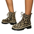 thumbnail image 6 of Stylish Retro Suede Leopard Print Lace Up Heel Ankle Winter Boots for Non Outdoor Footwear, 6 of 9