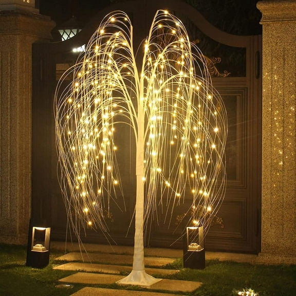Feltree 4ft Lighted Weeping Tree with 180 LED Lights, Remote Control, Adjustable Branches for Christmas, Wedding, Party, Home Garden Decor