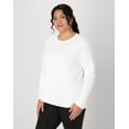 thumbnail image 3 of Hanes Women's Long Sleeve Scoop-Neck Cotton T-Shirt (Plus Size) White 3X, 3 of 5