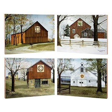 Four Seasons Quilt Block Barn Wood Blocks Set Of 4 All Four