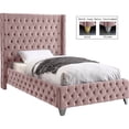 thumbnail image 2 of Meridian Furniture Savan Pink Velvet Twin Bed, 2 of 6
