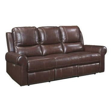 Cambridge Telluride Leather Double Reclining Sofa in Oxblood - Walmart.com