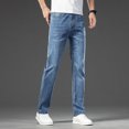 thumbnail image 3 of Dpytoraw Men's Summer Fashion Slim Jeans Straight Leg Casual Style Pants Men's Clothing Navy, 3 of 5