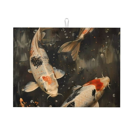 

Coaee Koi Fish Tranquility for Kitchen Drying Mat Dish Drying Mats for Kitchen Counter Foldable Water-Absorbent Suitable for Draining Racks