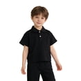thumbnail image 6 of FSYBOA Boys Cotton Polo Shirts, Summer Shorts Sleeves Button Collared Kids Casual Tops Black Size 6T, 6 of 8