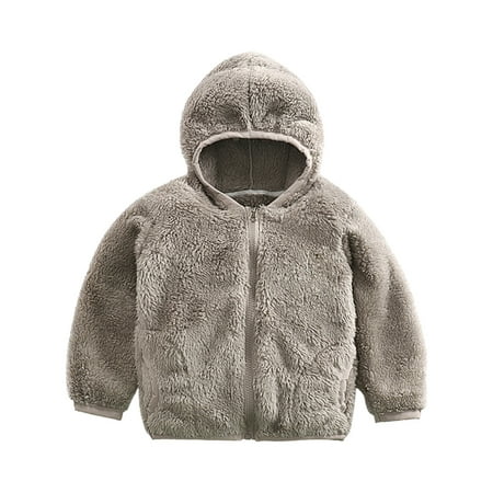 

Dezsed Toddler Fleece Jacket Clearance Toddler Baby Boys Girls Solid Color Plush Cute Winter Keep Warm Hoodie Coat Jacket 8-9 Years Gray