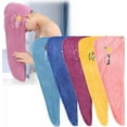 thumbnail image 2 of 5 Pack Microfiber Twist Hair Towel Wrap for Women College Students Dorm, Quick Dry Towelettes with Buttons, 5 Kids And Women'S Soft Dry Hair Towelettes with Embroidery, 2 of 9