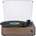thumbnail image 1 of WOCKODER Tocadiscos de vinilo con altavoces Tocadiscos accionados por correa para discos de vinilo Reproductor de vinilo LP de 3 velocidades Reproducción inalámbrica Auriculares Entrada auxiliar Línea, 1 of 5