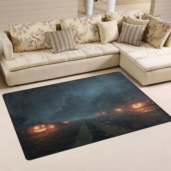 Non-Slip Area Rug 31"x20" Indoor Washable Floor Mats Carpet Printed for Living Room, Bedroom, Home Decor Halloween Night